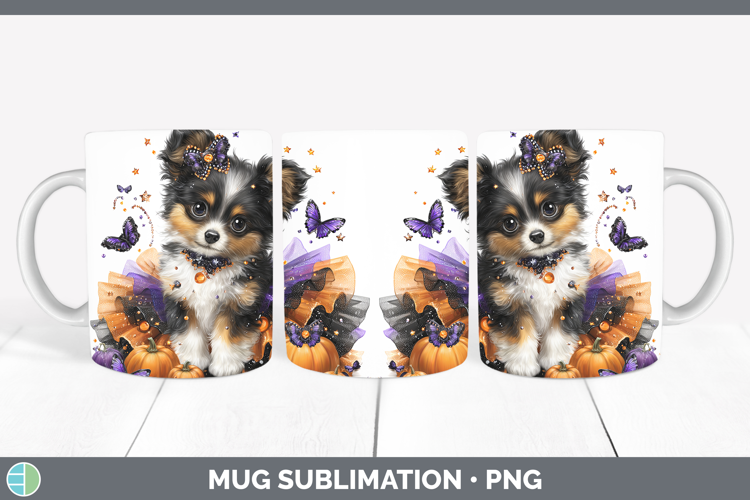 Dogs 04 Halloween Papillon Mug Wrap Sublimation Coffee Cup D