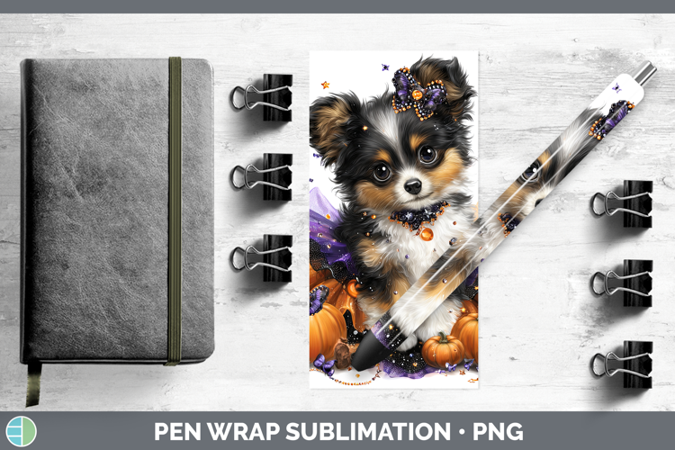 Dogs 04 Halloween Papillon Pen Wrap Sublimation Pen Designs
