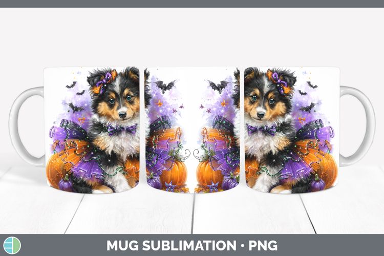 Dogs 04 Halloween Rough Collie Mug Wrap Sublimation Coffee C