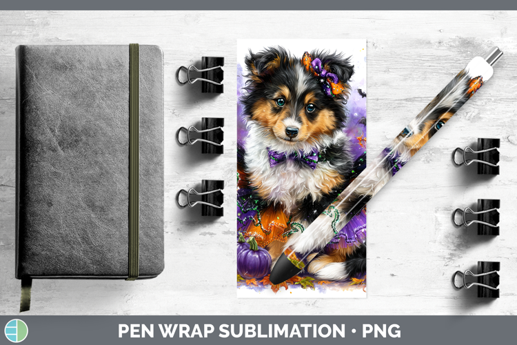 Dogs 04 Halloween Rough Collie Pen Wrap Sublimation Pen Desi