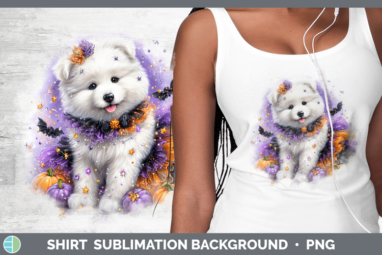 Dogs 04 Halloween Samoyed Shirt Sublimation Background Desig