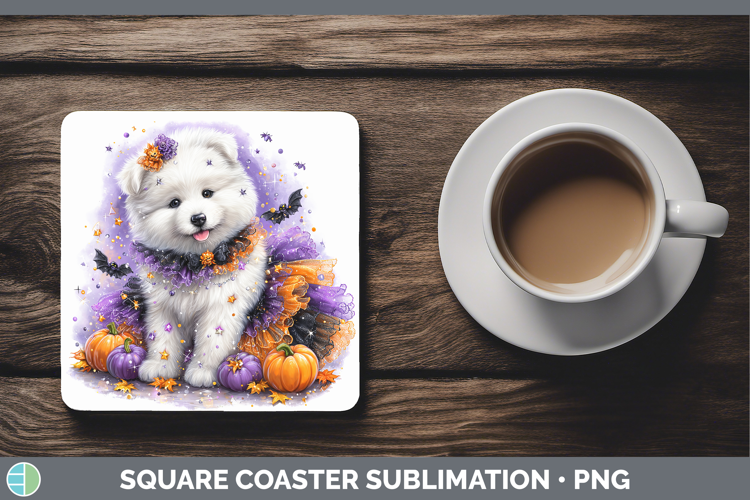 Dogs 04 Halloween Samoyed Square Coaster Sublimation Coaster
