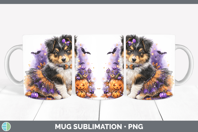 Dogs 04 Halloween Shetland Sheepdog Mug Wrap Sublimation Cof