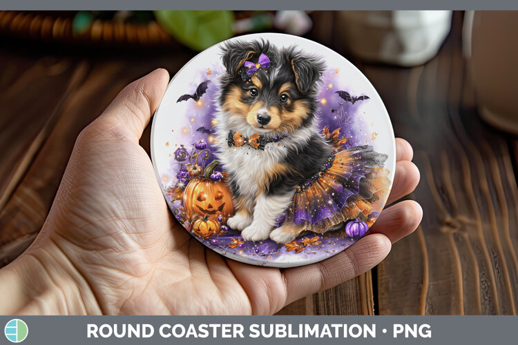GorgeousDogs 04 Halloween Round Coaster design.