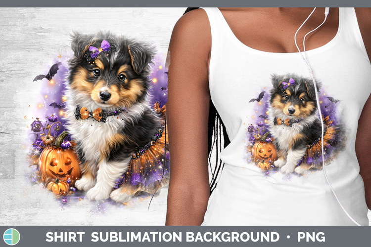 Dogs 04 Halloween Shetland Sheepdog Shirt Sublimation Backgr