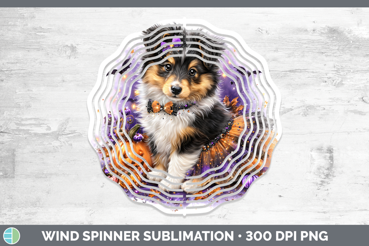 Dogs 04 Halloween Shetland Sheepdog Wind Spinner Sublimation