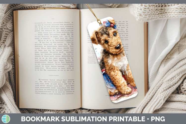 Dogs 04 Patriotic Airedale Terrier Bookmark Sublimation Prin