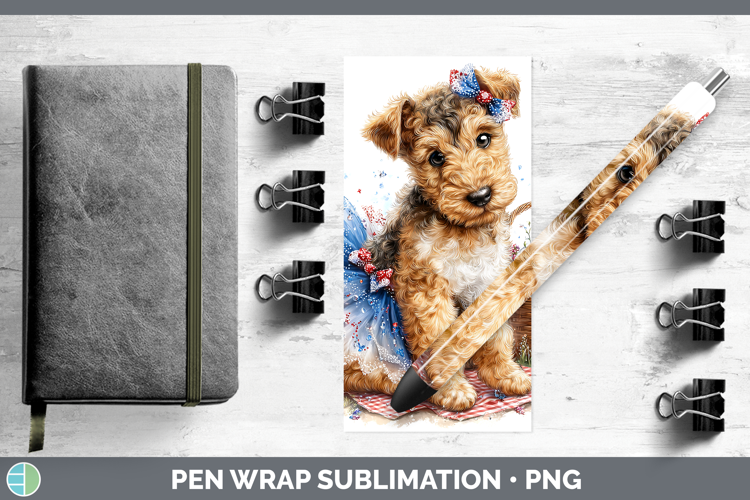 Dogs 04 Patriotic Airedale Terrier Pen Wrap Sublimation Pen