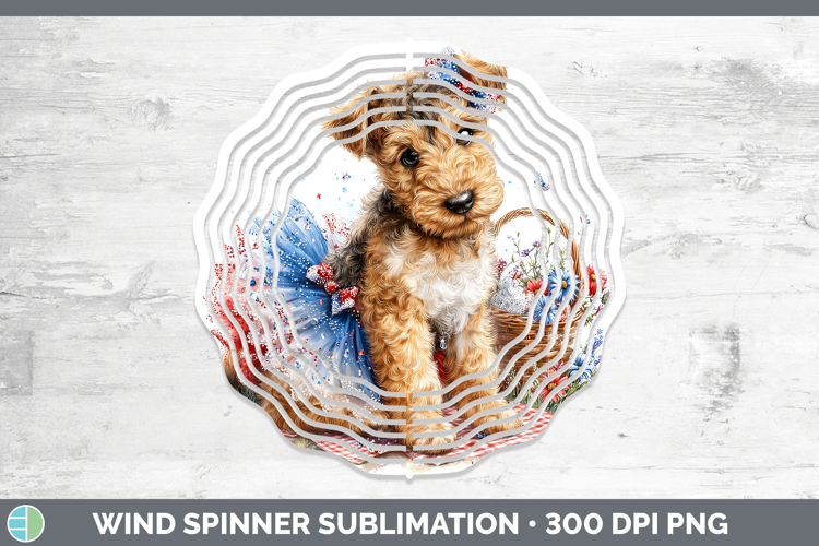 Dogs 04 Patriotic Airedale Terrier Wind Spinner Sublimation
