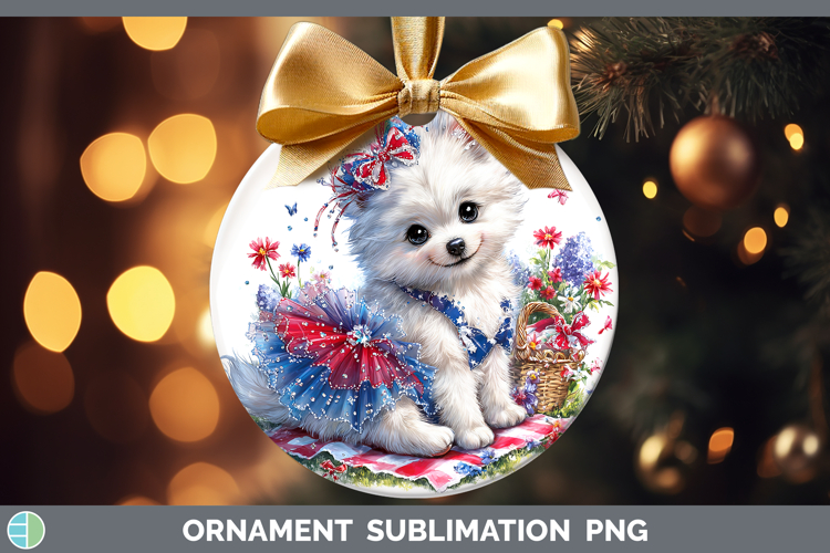 Dogs 04 Patriotic American Eskie Ornament Sublimation Bauble