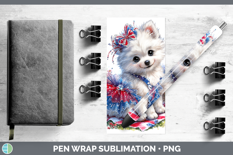 Dogs 04 Patriotic American Eskie Pen Wrap Sublimation Pen De