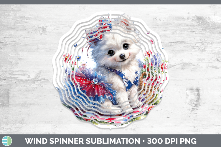 Dogs 04 Patriotic American Eskie Wind Spinner Sublimation Sp