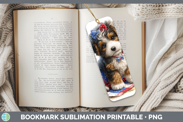 Dogs 04 Patriotic Bernedoodle Bookmark Sublimation Printable