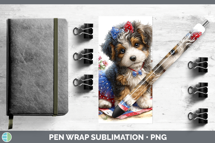 Dogs 04 Patriotic Bernedoodle Pen Wrap Sublimation Pen Desig