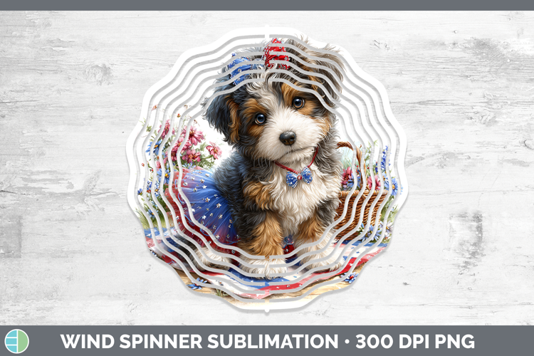 Dogs 04 Patriotic Bernedoodle Wind Spinner Sublimation Spinn