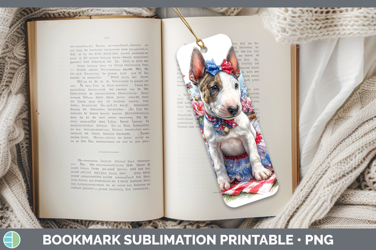 Dogs 04 Patriotic Bull Terrier Bookmark Sublimation Printabl