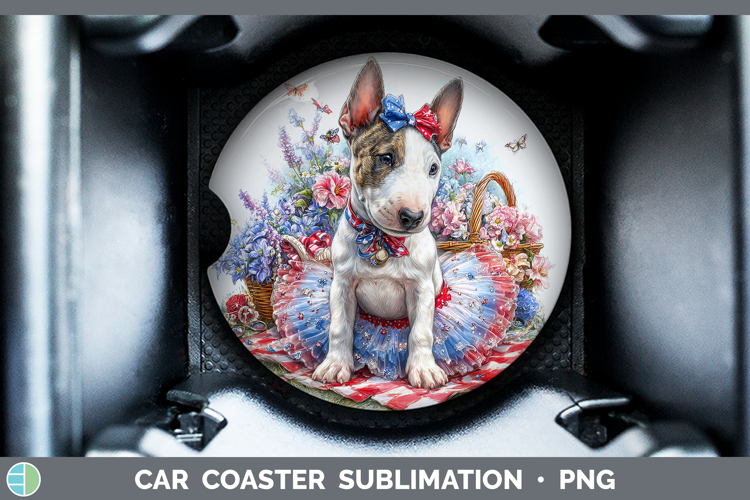 Dogs 04 Patriotic Bull Terrier Car Coaster Sublimation Desi