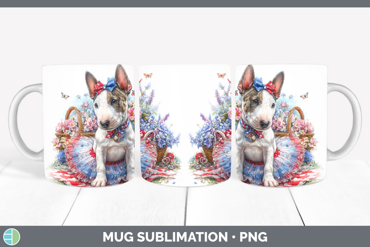 Dogs 04 Patriotic Bull Terrier Mug Wrap Sublimation Coffee C