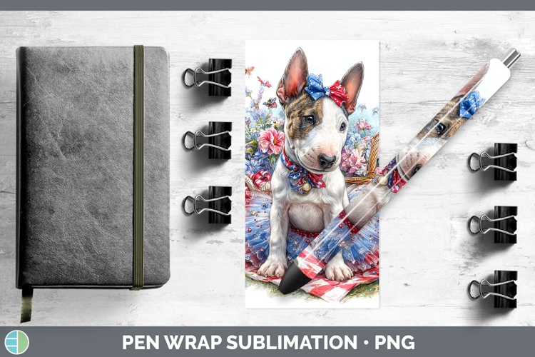 Dogs 04 Patriotic Bull Terrier Pen Wrap Sublimation Pen Desi
