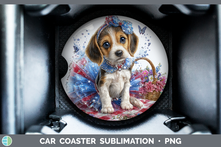 Dogs 04 Patriotic English Coonhound Car Coaster Sublimation