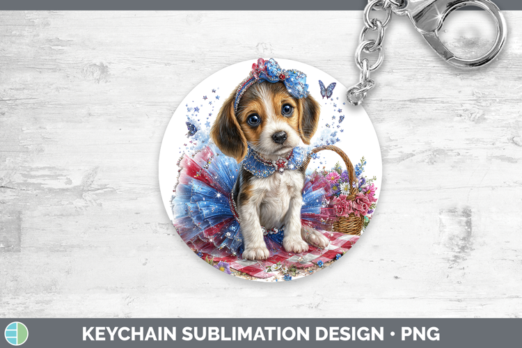 Dogs 04 Patriotic English Coonhound Keychain Sublimation Key