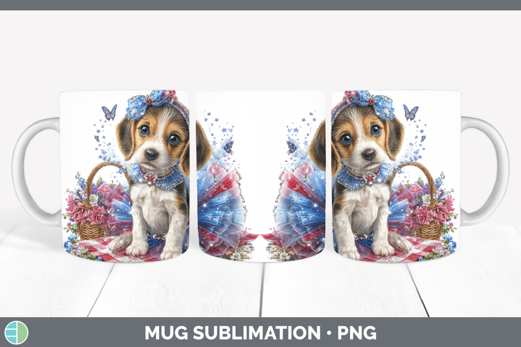 Dogs 04 Patriotic English Coonhound Mug Wrap Sublimation Cof