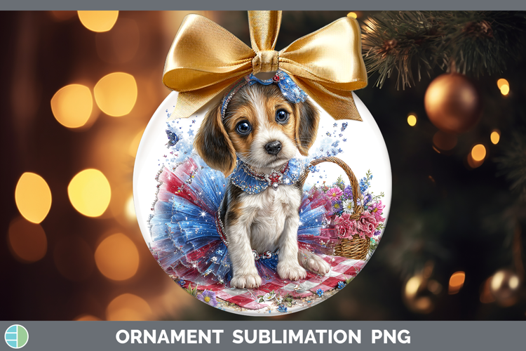 Dogs 04 Patriotic English Coonhound Ornament Sublimation Bau