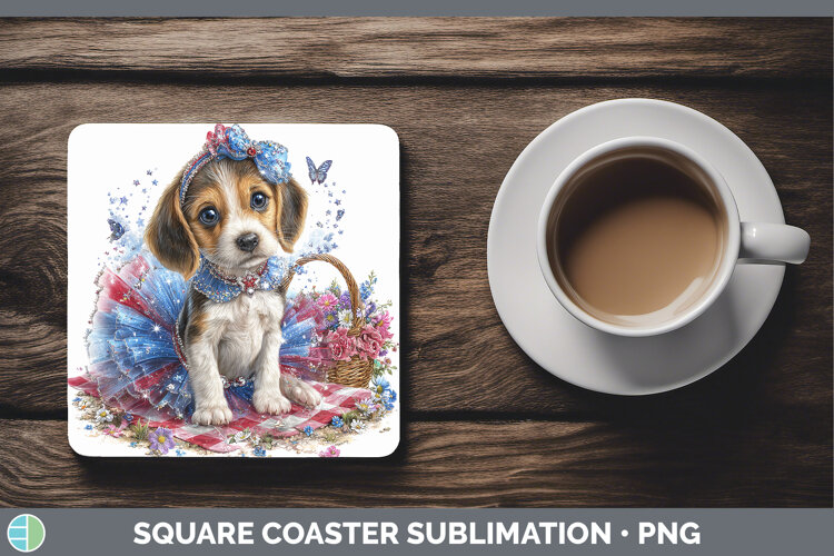 GorgeousDogs 04 Patriotic Square Coaster design.