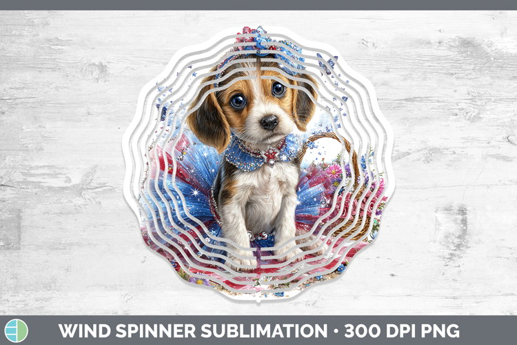 Dogs 04 Patriotic English Coonhound Wind Spinner Sublimation
