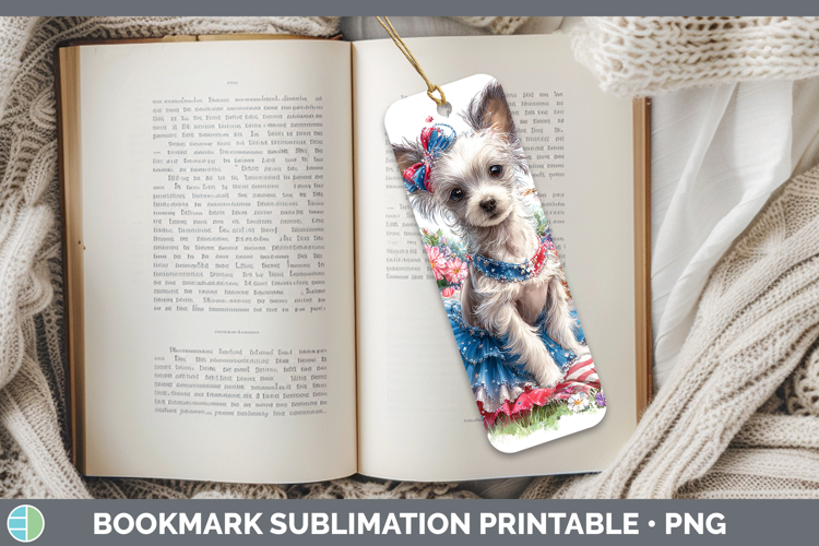 Dogs 04 Patriotic Hairless Chinese Crested Bookmark Sublimat