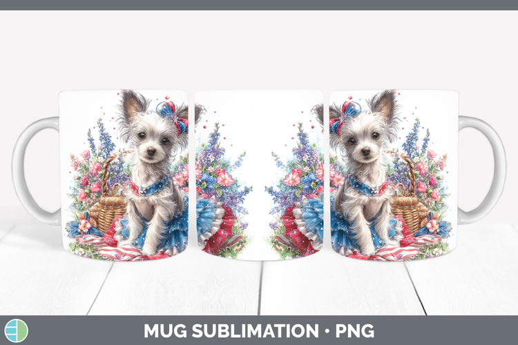 Dogs 04 Patriotic Hairless Chinese Crested Mug Wrap Sublimat