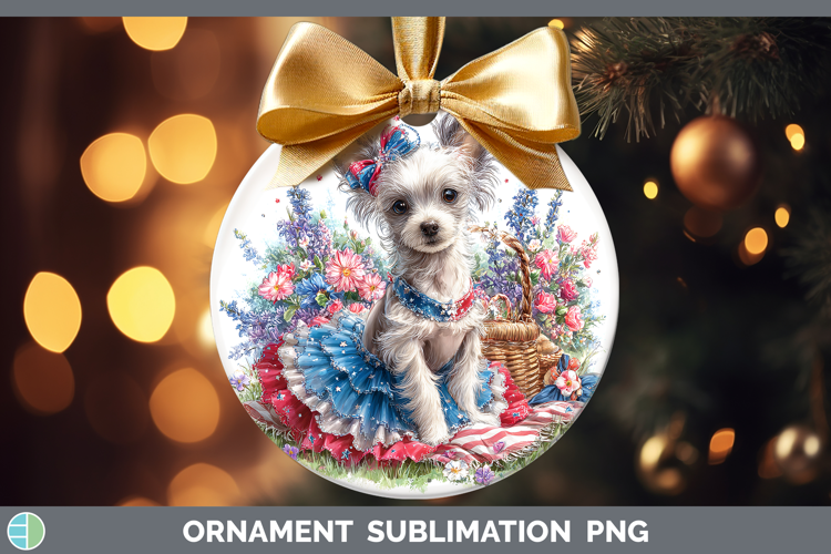 Dogs 04 Patriotic Hairless Chinese Crested Ornament Sublimat