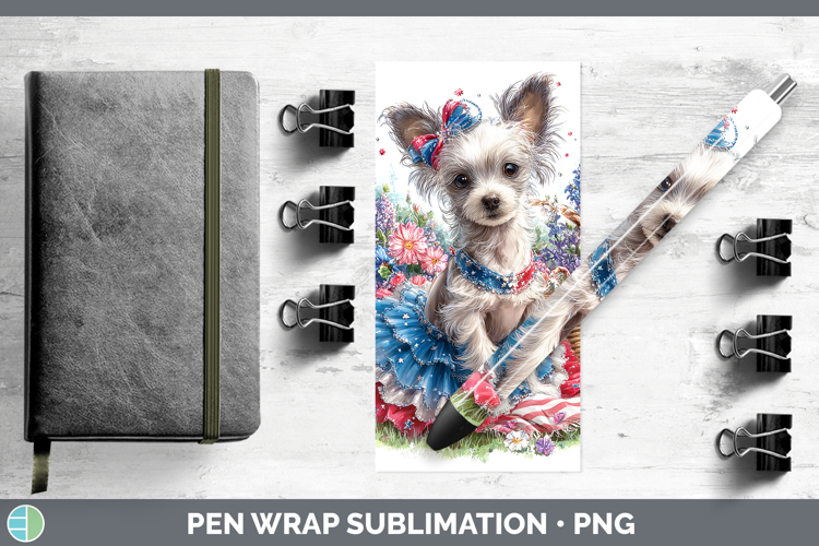 Dogs 04 Patriotic Hairless Chinese Crested Pen Wrap Sublimat