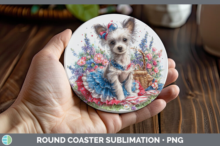 GorgeousDogs 04 Patriotic Round Coaster design.