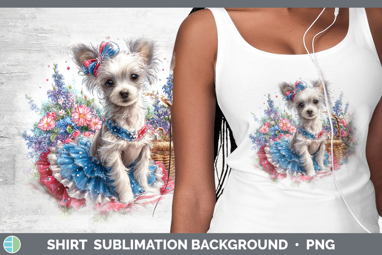 Dogs 04 Patriotic Hairless Chinese Crested Shirt Sublimation