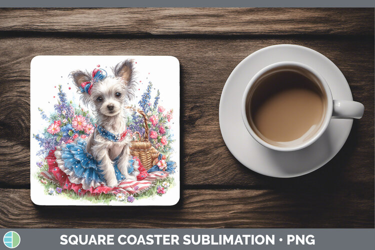 GorgeousDogs 04 Patriotic Square Coaster design.