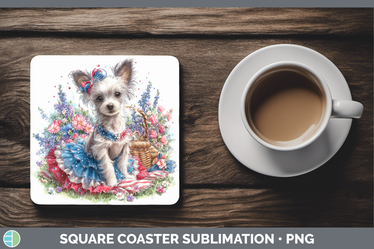 Dogs 04 Patriotic Hairless Chinese Crested Square Coaster Su