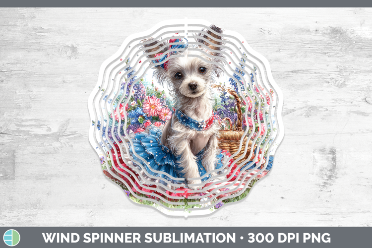 Dogs 04 Patriotic Hairless Chinese Crested Wind Spinner Subl