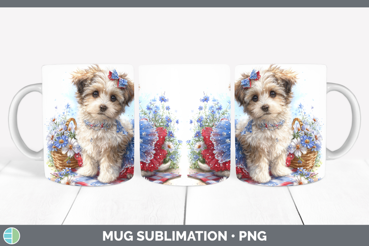 Dogs 04 Patriotic Havanese Mug Wrap Sublimation Coffee Cup D