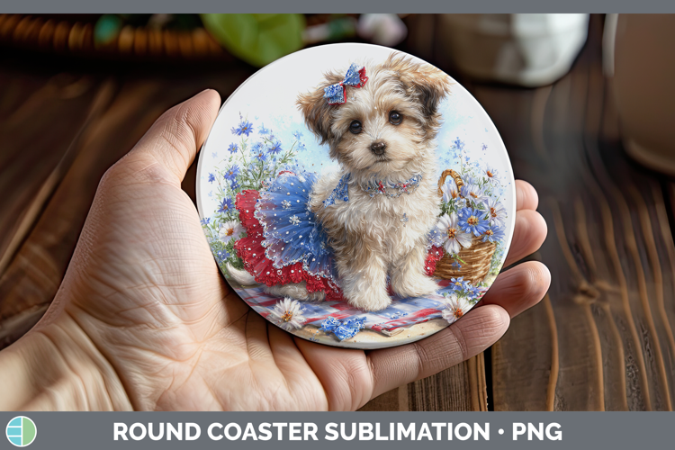 Dogs 04 Patriotic Havanese Round Coaster Sublimation Coaster