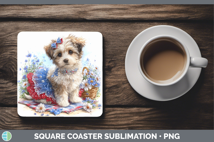 Dogs 04 Patriotic Havanese Square Coaster Sublimation Coaste
