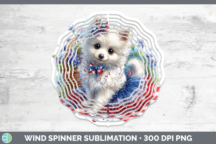 Dogs 04 Patriotic Japanese Spitz Wind Spinner Sublimation Sp