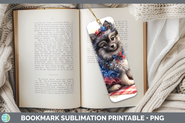 Dogs 04 Patriotic Keeshond Bookmark Sublimation Printable De