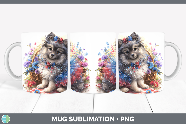 Dogs 04 Patriotic Keeshond Mug Wrap Sublimation Coffee Cup D