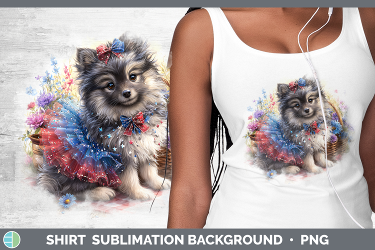 Dogs 04 Patriotic Keeshond Shirt Sublimation Background Desi