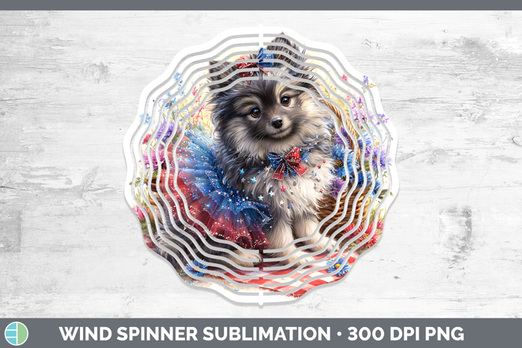 Dogs 04 Patriotic Keeshond Wind Spinner Sublimation Spinner