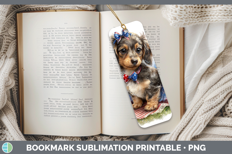 Dogs 04 Patriotic Long-haired Dachshund Bookmark Sublimation