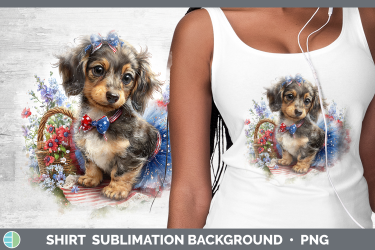 Dogs 04 Patriotic Long-haired Dachshund Shirt Sublimation Ba