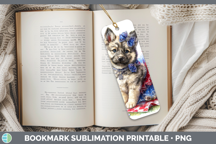 Dogs 04 Patriotic Norwegian Elkhound Bookmark Sublimation Pr