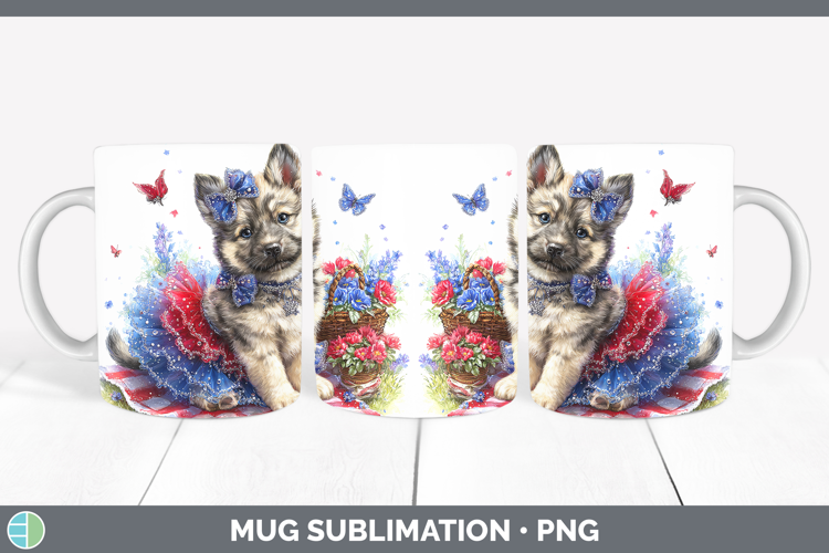 Dogs 04 Patriotic Norwegian Elkhound Mug Wrap Sublimation Co